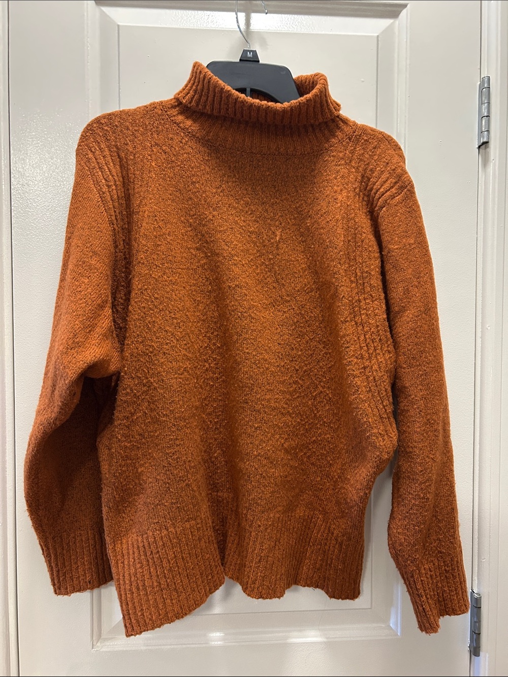 Double Zero Rust-Orange Cowl Neck Sweater